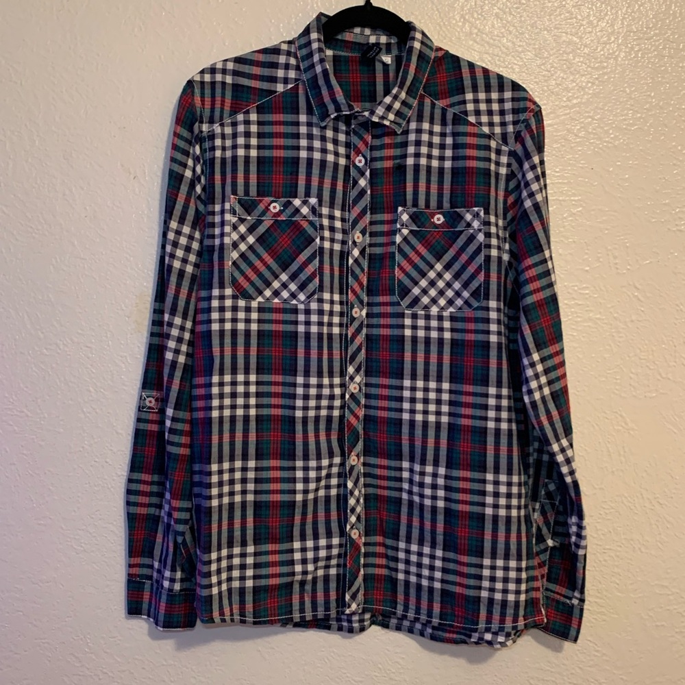 💡Plaid Men’s H&M Double Pocket Dress Shirt